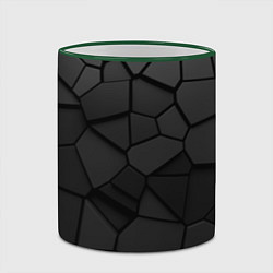 Кружка 3D Черные стальные плиты, цвет: 3D-зеленый кант — фото 2