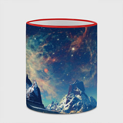 Кружка 3D Горы и бескрайний космос, цвет: 3D-красный кант — фото 2