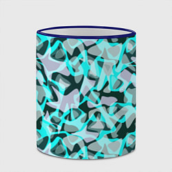 Кружка 3D Пятнистый абстрактный узор серый с бирюзовыми лини, цвет: 3D-синий кант — фото 2