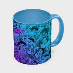 Кружка цветная Ахегао девушки градиент