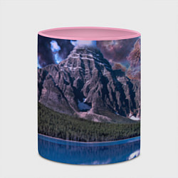 Кружка 3D Горы и лес у озера, цвет: 3D-белый + розовый — фото 2