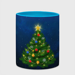 Кружка 3D Новогодняя елка с яркой звездой, цвет: 3D-белый + небесно-голубой — фото 2