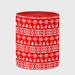 Кружка 3D New Years winter pattern, цвет: 3D-белый + красный — фото 2