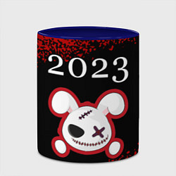 Кружка 3D Кролик 2023 злой, цвет: 3D-белый + синий — фото 2