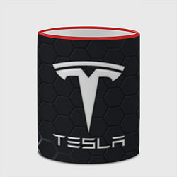 Кружка 3D Tesla логотип - матовое стекло, цвет: 3D-красный кант — фото 2