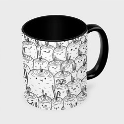 Кружка 3D Раскраска кролики в морковном поле, цвет: 3D-белый + черный