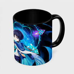 Кружка 3D Странник: Genshin impact, цвет: 3D-белый + черный