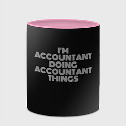 Кружка 3D Im accountant doing accountant things: на темном, цвет: 3D-белый + розовый — фото 2
