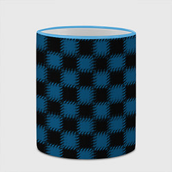 Кружка 3D Черно синий узор в клетку, цвет: 3D-небесно-голубой кант — фото 2