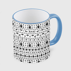 Кружка 3D Black pattern Wednesday Addams, цвет: 3D-небесно-голубой кант