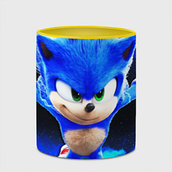 Кружка 3D Sonic неоновый дым, цвет: 3D-белый + желтый — фото 2