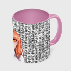 Кружка цветная Человек - бензопила Пауэр ахегао