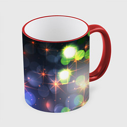 Кружка 3D Поп арт неоновые звезды космического неба, цвет: 3D-красный кант