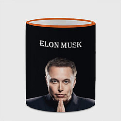 Кружка 3D Илон Маск, портрет на черном фоне, цвет: 3D-оранжевый кант — фото 2