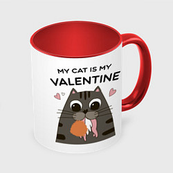 Кружка цветная My cat is my Valentine