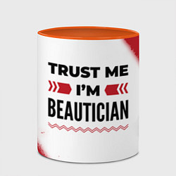 Кружка 3D Trust me Im beautician white, цвет: 3D-белый + оранжевый — фото 2