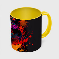 Кружка цветная Волк, яркие цвета