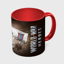 Кружка 3D World War Heroes фото и логотип, цвет: 3D-белый + красный