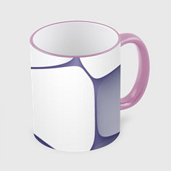 Кружка 3D Абстрактный белый и фиолетовый паттерн, цвет: 3D-розовый кант
