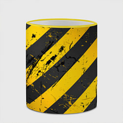 Кружка 3D WARNING - желто-черные полосы, цвет: 3D-желтый кант — фото 2
