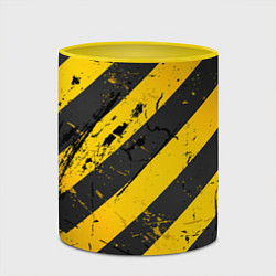 Кружка 3D WARNING - желто-черные полосы, цвет: 3D-белый + желтый — фото 2