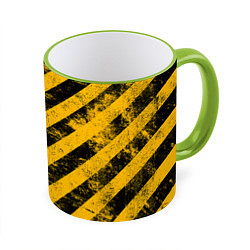 Кружка 3D WARNING - желто-черные полосы, цвет: 3D-светло-зеленый кант