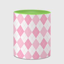Кружка 3D Pink argyle, цвет: 3D-белый + светло-зеленый — фото 2