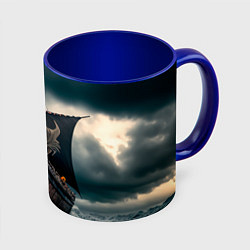 Кружка цветная Корабль в бушующем море