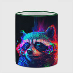 Кружка 3D Енот в неоновой дымке, цвет: 3D-зеленый кант — фото 2
