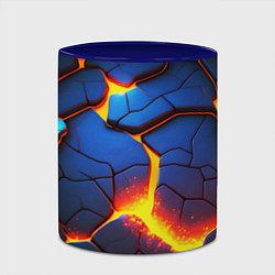 Кружка 3D Яркая неоновая лава, разломы, цвет: 3D-белый + синий — фото 2