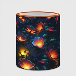 Кружка 3D Светящиеся цветы, цвет: 3D-оранжевый кант — фото 2