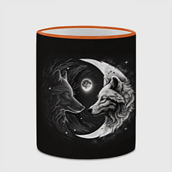 Кружка 3D Волки инь-янь луна, цвет: 3D-оранжевый кант — фото 2