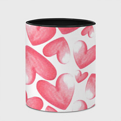 Кружка 3D Розовые акварельные сердца - паттерн, цвет: 3D-белый + черный — фото 2