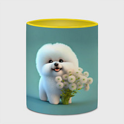 Кружка 3D Белая собака милаха, цвет: 3D-белый + желтый — фото 2