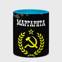 Кружка 3D Маргарита и желтый символ СССР со звездой, цвет: 3D-белый + небесно-голубой — фото 2