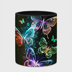 Кружка 3D Неоновые дикие бабочки, цвет: 3D-белый + черный — фото 2