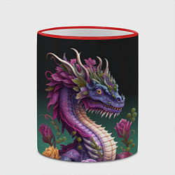 Кружка 3D Неоновый дракон с цветами, цвет: 3D-красный кант — фото 2