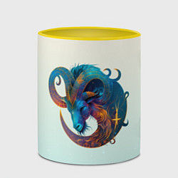 Кружка 3D Козерог на приятном светлом фоне, цвет: 3D-белый + желтый — фото 2
