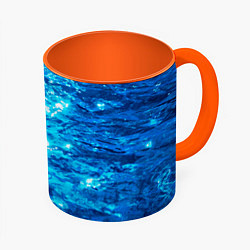Кружка 3D Текстура воды, цвет: 3D-белый + оранжевый