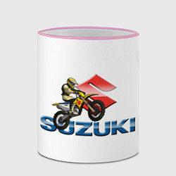 Кружка 3D Suzuki motorcycle, цвет: 3D-розовый кант — фото 2