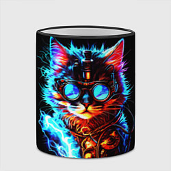 Кружка 3D Светящийся кот стимпанк, цвет: 3D-черный кант — фото 2