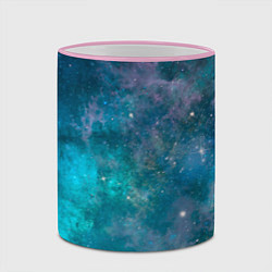 Кружка 3D Абстрактный светло-синий космос и звёзды, цвет: 3D-розовый кант — фото 2