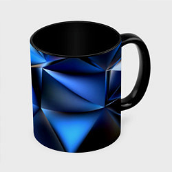 Кружка 3D Polygon blue abstract, цвет: 3D-белый + черный