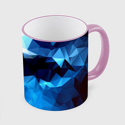 Кружка 3D Polygon blue abstract collection, цвет: 3D-розовый кант