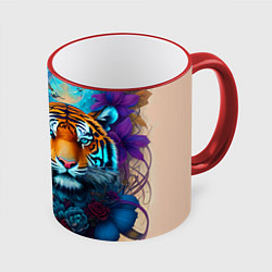 Кружка 3D Tiger tattoo - irezumi - art, цвет: 3D-красный кант