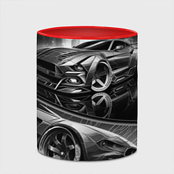 Кружка 3D Мустанг night knight, цвет: 3D-белый + красный — фото 2
