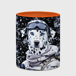 Кружка 3D Далматинец солдат спецназа, цвет: 3D-белый + оранжевый — фото 2