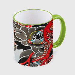 Кружка 3D Иредзуми: дракон в дыму, цвет: 3D-светло-зеленый кант