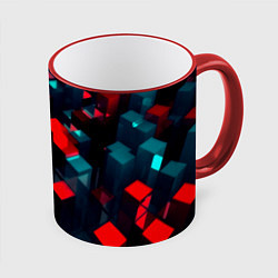 Кружка 3D Digital abstract cube, цвет: 3D-красный кант