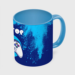 Кружка 3D Виктор геймер, цвет: 3D-белый + небесно-голубой